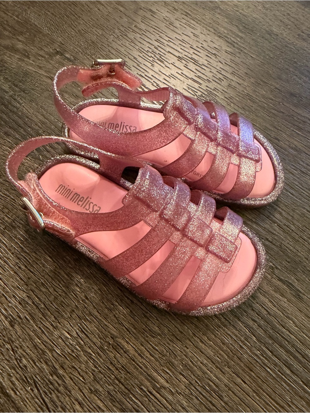 Mini Melissa Sparkle Pink Jelly Sandals